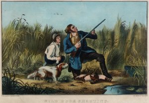 Strzelanie do dzikich kaczek autorstwa Nathaniel Currier