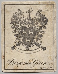 Ekslibris: herb z inskrypcją Benjamina Greene