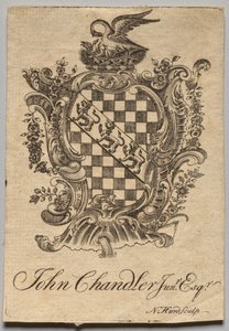 Ekslibris: Herb z Johnem Chandlerem Jun.r, Esq. wpisany