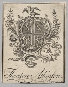 Ekslibris: herb z inskrypcją Theodore Atkinson