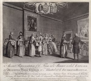 Dokładne przedstawienie formy i sposobu, w jaki narażone i opuszczone małe dzieci są przyjmowane do szpitala Foundling Hospital, 1749 r.