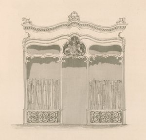 Front sklepu w stylu francuskiego Ludwika XIV dla panów Sangster, Umbrella and Stick Merchants, Regent Street, Londyn autorstwa Nathaniel Whittock