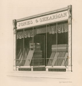 Front sklepu Messrs Jones and Shearman, Blackfriars Road, Londyn autorstwa Nathaniel Whittock