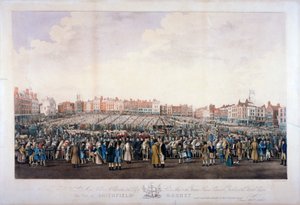 Rynek Smithfield, West Smithfield, City of London, c1825. autorstwa Nathaniel Whittock