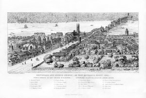 Southwark i London Bridge, gdy pojawiły się około 1546, c1860.