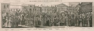 Lord Burmistrz przyjmujący Jej Wysokość w Temple Bar autorstwa Nathaniel Whittock