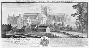 Widok południowo-wschodni klasztoru Brecknock, 1741