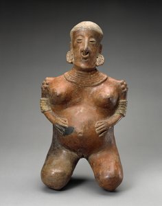 Klęcząca Kobieta w Ciąży, 300 BC-AD 300 (ceramiczne z poślizgiem)