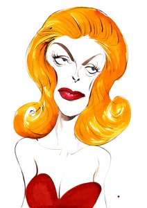 Julie London amerykańska piosenkarka i aktorka (1926-2000); kolorowa karykatura, 2015 autorstwa Neale Osborne