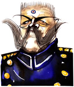 Paul von Hindenburg – urodzony w Polsce, niemiecki generał i prezydent (1847-1934); kolorowa karykatura autorstwa Neale Osborne