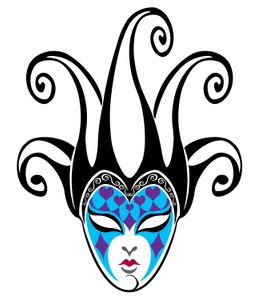 maska żeńska Jester, 2023 (cyfrowa) autorstwa Neale Osborne