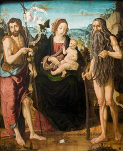 Dziewica z Dzieciątkiem między św. Janem Chrzcicielem a św. Onufrego (tempera na panelu)