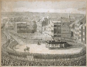 „Egzekucja zbuntowanych panów w 1745”, Tower Hill, Londyn, XVIII wiek autorstwa Neele and Stockley