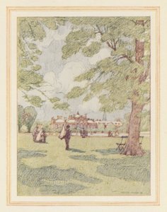 Pałac Kensington od strony ogrodów (kolorowa litografia)