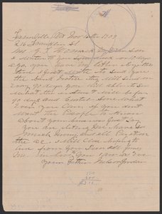 List Nelsona Jordana do Julii Womack z kopertą, 16 listopada 1909 r. autorstwa Nelson Jordan