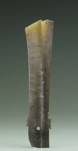 Dłuto rozwidlone (zhang), kultura Qijia, ok. 2500-2000 pne (nefryt) autorstwa Neolithic Period Chinese School