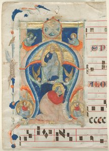Fragment antyfonarza z historycznym inicjałem A: Chrystus w majestacie, 1308.