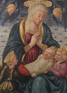 Virgem e Menino com Anjos, depois de 1460 (têmpera sobre madeira) polimento autorstwa Neri di Bicci