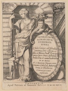 Strona tytułowa dla Imperatorvm Romanorvm Nvmismata Avrea autorstwa Netherlandish 17th Century after Sir Peter Paul Rubens