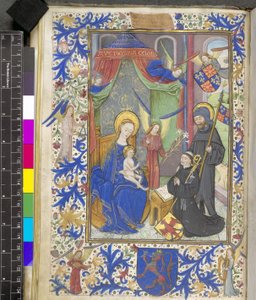 Dodaj 17440 f.13v Virgin of the Lily z patronem Willem van Bossunt, z Mszału Gandawskiego autorstwa Netherlandish School