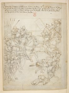 Bawełna Juliusz E. IV, art. 6, „Korowód Beauchamp”, c.1483 (atrament na welinie) autorstwa Netherlandish School