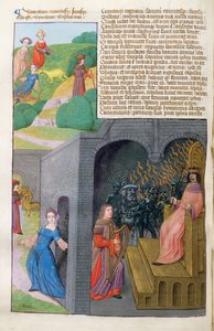 Ms 324 f.101 przeciwko Orfeuszowi i Eurydyce, Cerberus i Pluton, z Metamorfoz 10 Owidiusza, 1479 autorstwa Netherlandish School