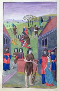 Ms 324 f.91 przeciwko Herkulesowi walczy z Acheloosem i bierze byka za róg, 1479 autorstwa Netherlandish School