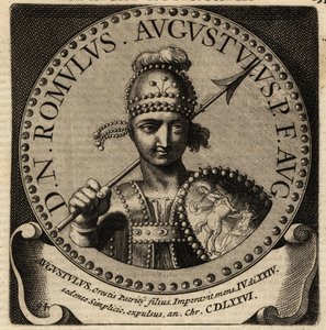 Portret cesarza rzymskiego Romulusa Augustulusa.
