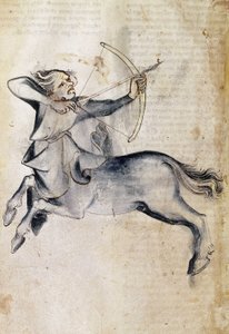 Sloane 3983 f.9v Rysunek Strzelca; z przekładu perskiego traktatu astrologicznego „Liber Astrologiae” (welum) autorstwa Netherlandish School