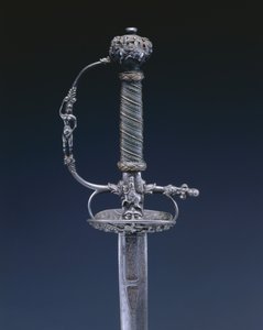 Miecz mały, ok.1650-60 (stal, drewno i drut miedziany) autorstwa Netherlandish School