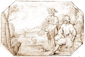 The Four Seasons: Summer - Reaping, c.1675 (długopis i sepia na papierze) autorstwa Netherlandish School