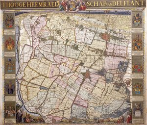 Mapa ścienna Delftland, 1712 autorstwa Netherlandish School