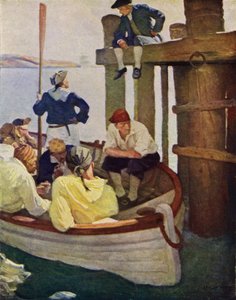 Ilustracja do filmu Porwana przez Roberta Louisa Stevensona (kolor lito) autorstwa Newell Convers (after) Wyeth