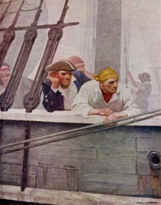 Ilustracja do filmu Porwana autorstwa Roberta Louisa Stevensona (kolor lito) autorstwa Newell Convers (after) Wyeth