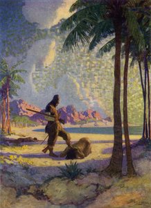 Ilustracja do Robinsona Crusoe (kolor lito)