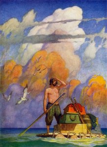 Ilustracja do Robinsona Crusoe (kolor lito)