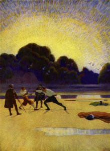 Ilustracja do Westward Ho! Charles Kingsley (kolor lito) autorstwa Newell Convers (after) Wyeth