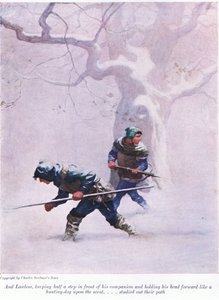 A Lawless trzymający pół kroku przed swoim towarzyszem i trzymający głowę do przodu jak pies myśliwski na trop - studiował swoją drogę, 1916 autorstwa Newell Convers Wyeth