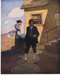 Jim Hawkins opuszcza dom: pożegnałem się z mamą i zatoką autorstwa Newell Convers Wyeth