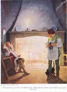 Teraz oznacz mnie, mój gospodarz powiedział sir Donald, postępuj zgodnie z moimi rozkazami, a będę twoim dobrym Panem na zawsze, 1916 autorstwa Newell Convers Wyeth