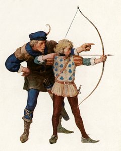 Robin Hood trenuje młodego łucznika