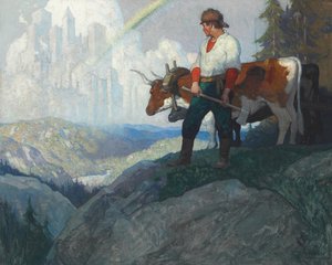 Pionier i wizja, ok. 1918 (olej na płótnie) autorstwa Newell Convers Wyeth