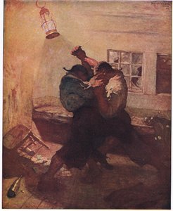 Walka w jaskini: Pokazał mi Dłonie i jego towarzysza złączonych w śmiertelną walkę autorstwa Newell Convers Wyeth
