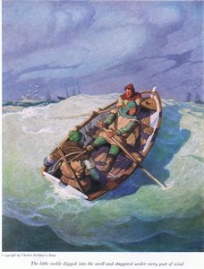 Mały kąkol zanurzył się w falach i zataczał się pod każdym podmuchem wiatru, 1916 autorstwa Newell Convers Wyeth