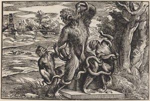 Karykatura Grupy Laokoona autorstwa Niccolò Boldrini after Titian