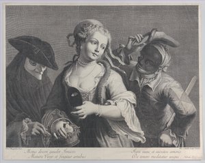 Trzy figurki w połowie długości z karnawału weneckiego, 1750-1822., 1750-1822. autorstwa Niccolò Cavalli