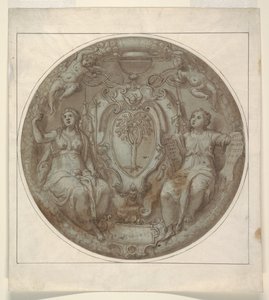 Projekt tondo z ramionami kardynała Giulio della Rovere autorstwa Niccolò Martinelli, called il Trometta