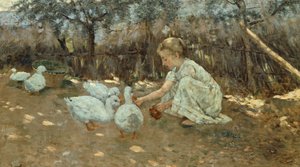 Stadko gęsi, ok. 1892, Niccolo Cannicci (1846-1906), olej na płótnie, 40,5x70,5 cm.