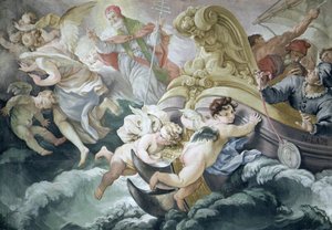 Burza cudownie uciszyła się w kontakcie z medalikiem Piusa V autorstwa Niccolo Francesco Lapi