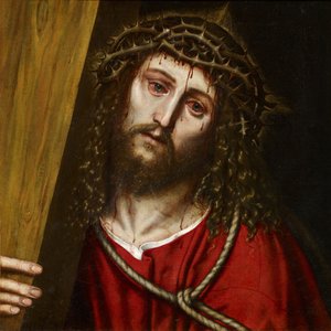 Chrystus niosący krzyż - Frangipane, Niccolo (aktywny 1563-1597) - 1574 - Olej na płótnie - 40,5x40,5 - Museo Carmen Thyssen, Malaga
